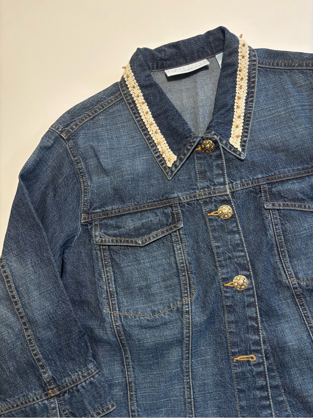 Liz Claiborne Boho Western Denim Jacket Cotton Coastal Cowgirl